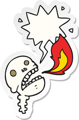 cartoon spooky halloween skull and speech bubble sticker