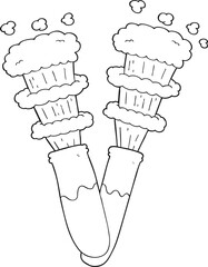 black and white cartoon chemicals in test tubes