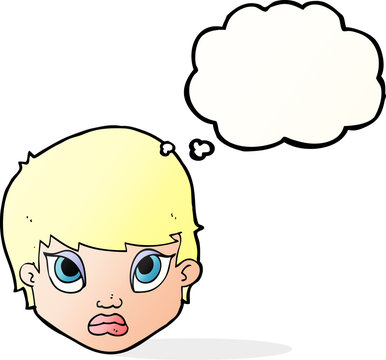 recommend clip art: cartoon sulking woman with thought bubble