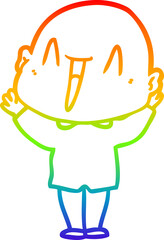 rainbow gradient line drawing happy cartoon bald man