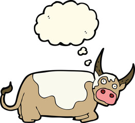 cartoon bull with thought bubble