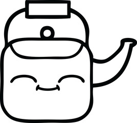line drawing cartoon kettle