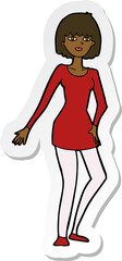 sticker of a cartoon woman in dress