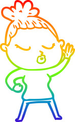 rainbow gradient line drawing cartoon calm woman