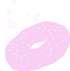 flat color illustration of a cartoon bagel