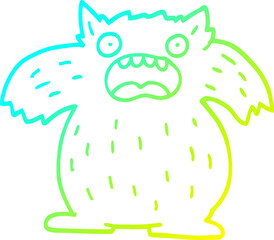 cold gradient line drawing cartoon yeti monster