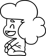 line drawing of a kawaii alien girl