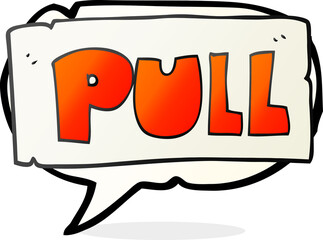 speech bubble cartoon door pull sign