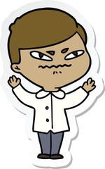 sticker of a cartoon angry man