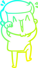 cold gradient line drawing cartoon excited man