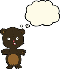 cute black bear cartoon with thought bubble
