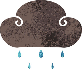 quirky retro illustration style cartoon rain cloud