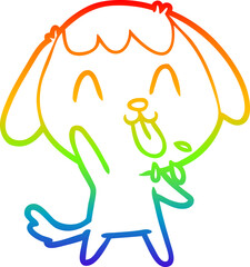 rainbow gradient line drawing cute cartoon dog