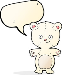 cartoon happy polar bear with speech bubble