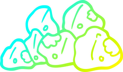 cold gradient line drawing cartoon gold clusters