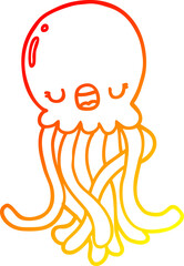 warm gradient line drawing cartoon jellyfish