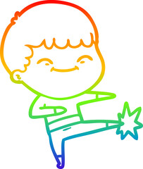 rainbow gradient line drawing cartoon happy boy
