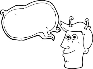 speech bubble cartoon alien man