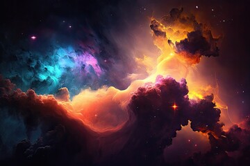 Fototapeta na wymiar Colorful galaxy nebula background, Abstract, Generative AI Digital Illustration