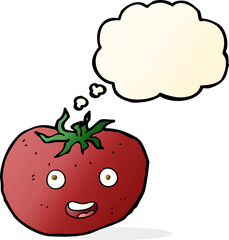 cartoon tomato with thought bubble