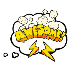 thought bubble textured cartoon word awesome