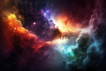 Obraz na płótnie Canvas Colorful galaxy nebula background, Abstract, Generative AI Digital Illustration