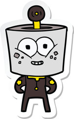 Naklejka premium sticker of a happy cartoon robot