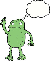 Fototapeta premium cartoon frog with thought bubble
