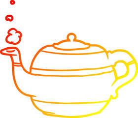 warm gradient line drawing tea pot