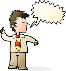 cartoon man making his point with speech bubble