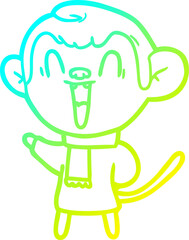 cold gradient line drawing cartoon laughing monkey