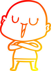 warm gradient line drawing happy cartoon bald man