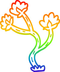 rainbow gradient line drawing cartoon wildflower