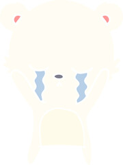 crying flat color style cartoon polarbear