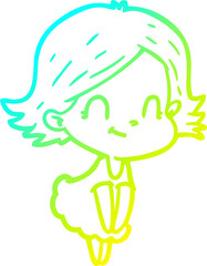 cold gradient line drawing cartoon friendly girl
