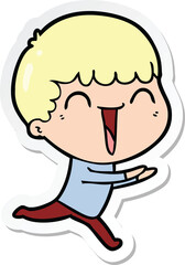 sticker of a cartoon happy man