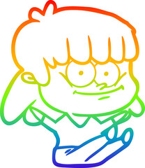 rainbow gradient line drawing cartoon smiling woman