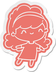 cartoon sticker kawaii girl with head band