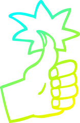 cold gradient line drawing cartoon thumbs up symbol