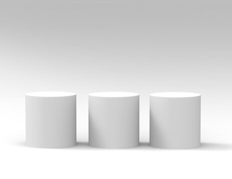 cylinder pedestal podium display, Empty room background.white minimal. Abstract modern rendering 3d shape for products display presentation.  minimal wall scene, Studio room.