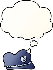 cartoon sailor hat and thought bubble in smooth gradient style