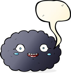 happy cartoon cloud with speech bubble