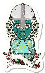 half orc fighter with natural 20 dice roll illustration