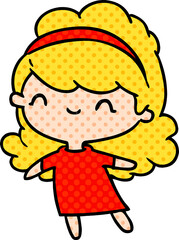 cartoon kawaii girl with head band