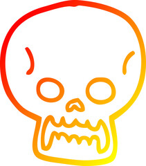 warm gradient line drawing cartoon halloween skull