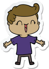 sticker of a cartoon laughing boy