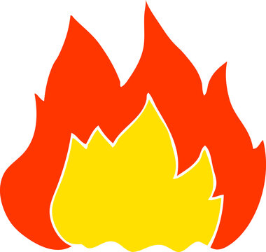 flat color illustration of a cartoon fire