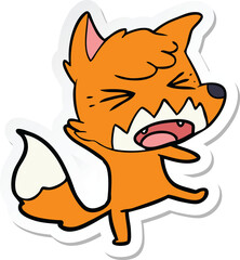 sticker of a angry cartoon fox
