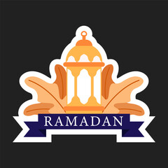 illustration design ramadan kareem sticker lantern