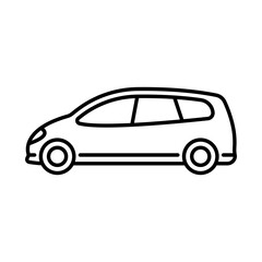 Obraz na płótnie Canvas Car icon. Minivan. Black contour linear silhouette. Side view. Editable strokes. Vector simple flat graphic illustration. Isolated object on a white background. Isolate.